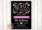 Royal Fiveness Invitation, Fifth Birthday, 5th, Five, Princess, Girl, Pink, Gold
