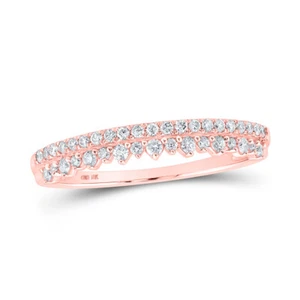10K Rose Gold Womens Round Diamond Stackable Band Ring 1/4 Cttw - Picture 1 of 2