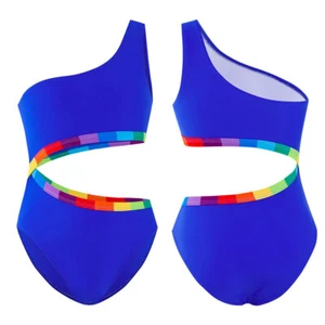 Kids Girls Swimsuit Sportswear Swimwear 1 Piece Bodysuits One Shoulder Summer - Picture 1 of 20