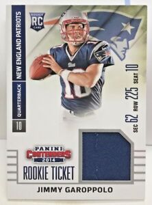 Jimmy Garoppolo 2014 Panini Contenders Rookie Ticket RC Patch #RTS-21 PATRIOTS