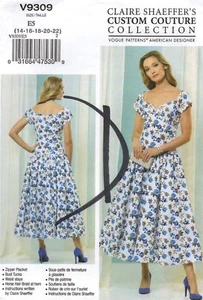 Vogue Sewing Pattern 9309 sz 14-16-18-20-22 Claire Shaeffer Custom Couture Dress - Picture 1 of 7