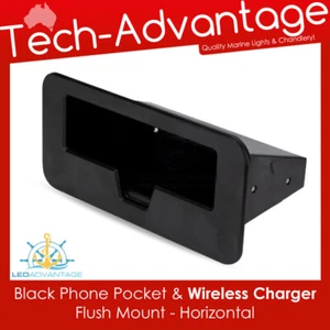 Nuevo Negro Barco/Caravana Montado ABS Inalámbrico Empotrado Cargador de Teléfono Bolsillo - Imagen 1 de 6