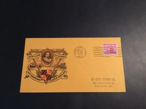 FDC 1934#736 1st TOP NOTCH YELLOW Cachet Maryland Tercentenary 300th Anniversary - Picture 1 of 2