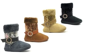 New Infant Toddler Girls Cute Shiny Sequins Rhinestone Bling Bootie Shoes || - Picture 1 of 18