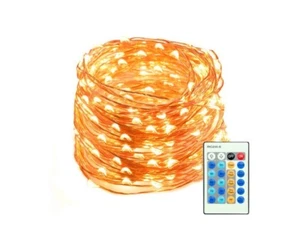 Mxsaver Warm White 66" Dimmable LED Copper Wire String Light w/Remote Waterproof - Picture 1 of 9