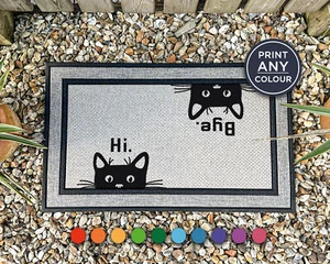 Hi Bye Cat Fußmatte - Katzentußmatte - Lustige Katzenmatte - Allwetter Fußmatte - Geschenk - Bild 1 von 10
