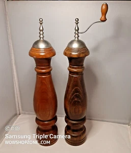 Vintage WOODCREST STYSON Holz Pfeffermühle Mühle Salzstreuer Set Stahl Japan 15 - Bild 1 von 10