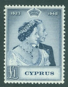 SG 167 Cyprus 1948. £1 indigo. Fine unmounted mint CAT £60 - Bild 1 von 1