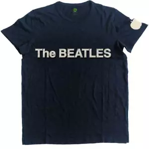 The Beatles Logo & Apple T-Shirt Blue New - Picture 1 of 1