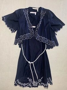 Neu mit Etikett See by Chloe 3-teiliges Kleid Slip Jacke Gürtel marineblau weiß Größe 34 US XS - Bild 1 von 13