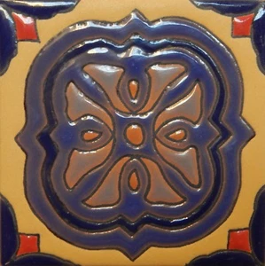 Mexican Tiles High Relief Ceramic Cuerda Seca Malibu Santa Barbara Tiles CS-63 - Picture 1 of 2
