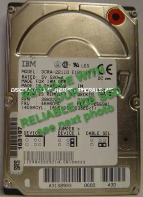 4GB IDE SSD Replace Worn Out DCRA-22110 Hard Drive with 2.5" 44 PIN CF SSD Card - Image 1 of 2