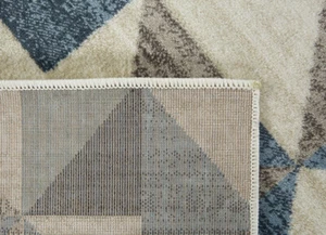 8' Blue Geometric Dhurrie Runner Rug - Picture 1 of 2