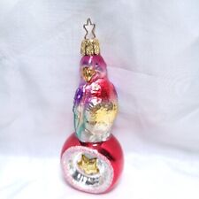 Vtg Inge Glas Parrot Perched on A Reflector Star Ball Glass Christmas Ornament