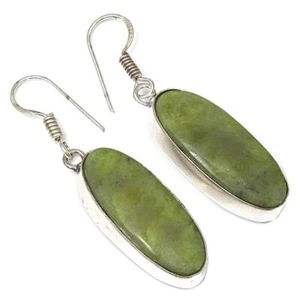 Vassolite Gemstone Handmade Silver Jewelry Earrings 1.5'' - Picture 1 of 7