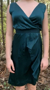 Banana Republic Teal A-Line Sleeveless Silk Dress Sz 4 Petite 27" Waist - Picture 1 of 15