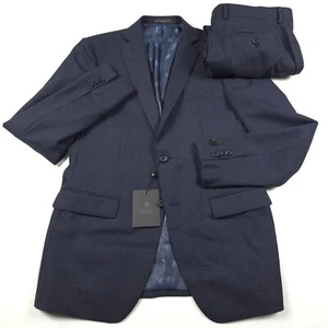 John Varvatos Blue & Burgundy Plaid Wool Two Piece Suit Mens Size 38R X 32 - Picture 1 of 21