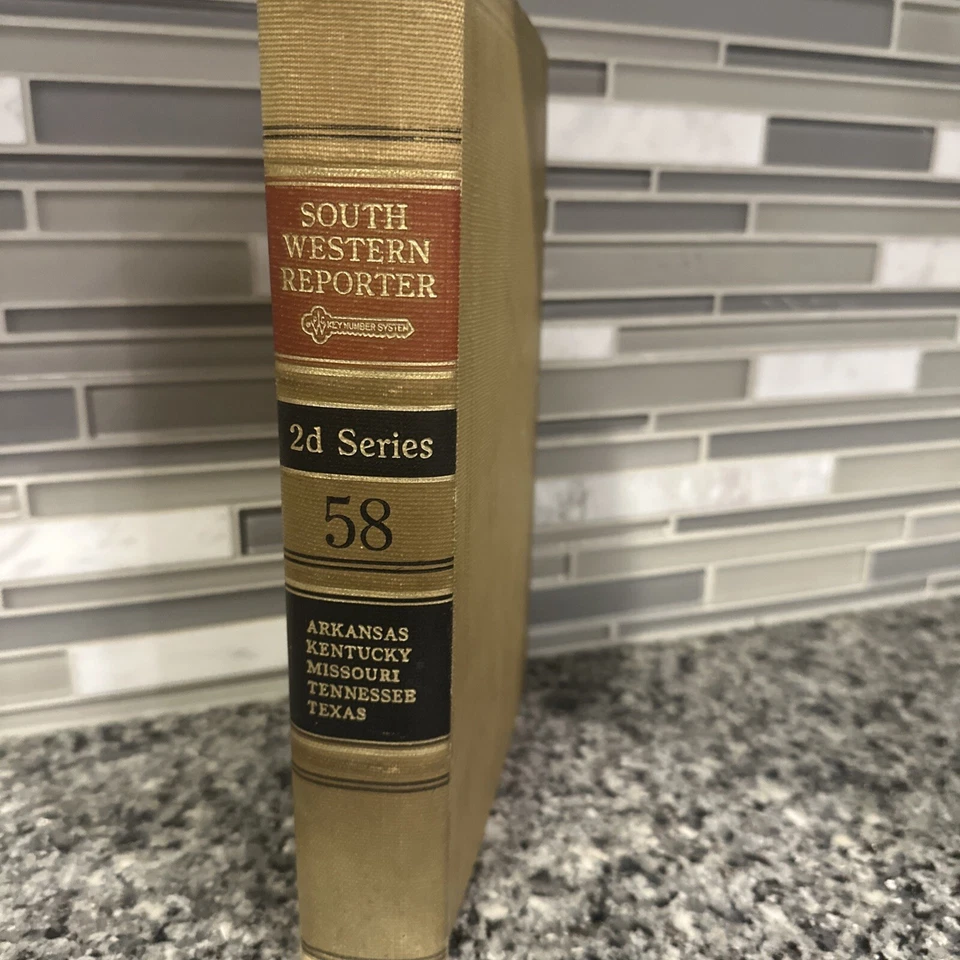 Southwestern Reporter 1933 Volume 58 2d Texas LAW TX AK TN KY MO HC Book VTG - Image 1 of 4