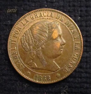 ESPAÑA, 673-ISABEL II, 1/2 CÉNTIMO ESCUDO 1866, BARCELONA OM, AXF. - Imagen 1 de 2