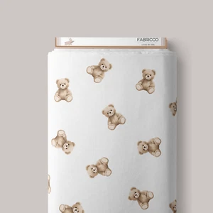Brown Teddy Bear 100% Cotton Fabric Wide 160 cm (62") , by meter, quilting - Picture 1 of 4