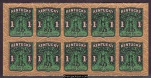 KENTUCKY Cigarette Tax Revenue - C7 pane of 10, mint, VF - Picture 1 of 1