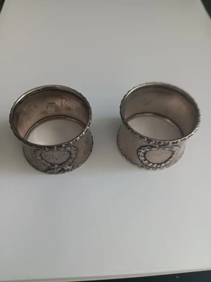 Juego de 2 servilleteros antiguos Gorham de plata esterlina corona de laurel cartucho Foto 1 de 4