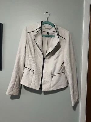 White House Black Market Blazer Women 10 Textured Cream Jacket - Image 1 of 4