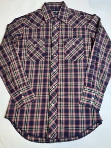 Wrangler Hemd Herren Small blau rot Perlen Druckknopf Western Rancher kariert 1119 - Bild 1 von 6