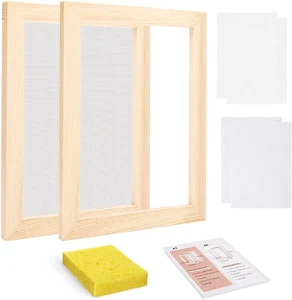 Kit de pantalla para hacer papel de madera A5, marcos para hacer papel, molde y tapa para papel - Imagen 1 de 17
