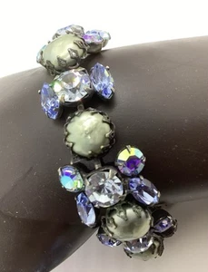 REGENCY Blue Rhinestone & Baroque Pearl Bracelet - Picture 1 of 11