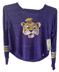 LSU Tigers Colosseum Athletics Youth Girls Long Sleeve 7/8 NCAA Scoop Neck NEW - Picture 1 of 10