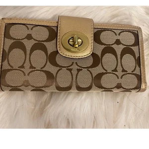 NUEVA Cartera Coach Caqui Oro Chequera Cartera - Imagen 1 de 7