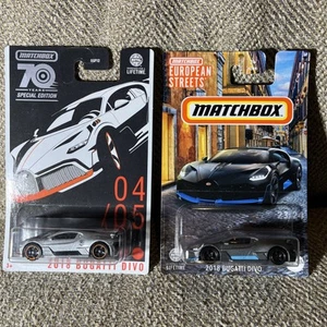 Matchbox European Streets 2018 Bugatti DIVO 70 Years Hot Wheels Chiron Lot Of 2 - Picture 1 of 20