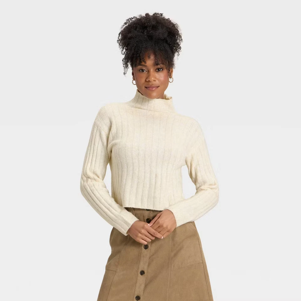 Women's Ribbed Mock Turtleneck Pullover Sweater - Universal Thread - Image 1 of 1