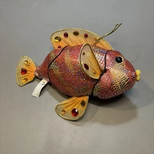 Vintage Aurora Plüschfisch 2001 Tetra Jewels kann aufgehängt werden mit Etikett 14139 - Bild 1 von 6