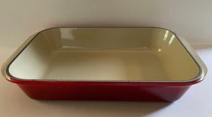 LE CRUSET ENAMELED CAST IRON LASAGNE/ ROASTING PAN..RED..#40..15" X 10" - Picture 1 of 4