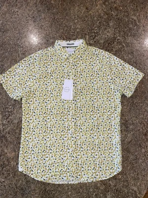 Мужская рубашка Cactus Man от Ricky Singh Slim Fit с коротким рукавом на пуговицах Lemon - Изображение 1 из 4