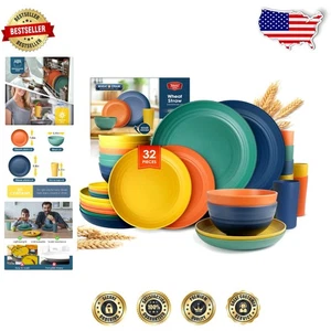 Juego de vajilla duradero y colorido de 32 piezas - Perfecto para comidas familiares y picnics - Imagen 1 de 9