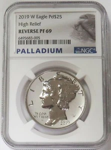 2019 W PALLADIUM 1oz REVERSE PROOF HIGH RELIEF $25 EAGLE NGC REV PF 69 - Picture 1 of 2
