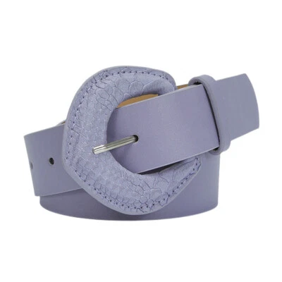 Cinturón de cintura con hebilla de cuero sintético estampado de serpiente de 3,4 cm de ancho para mujer Foto 1 de 3