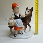 Rare figurine Little Red Riding Hood and a gray wolf. Germany Grafenthal