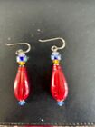 Designer Lucy Bergamini Blown Glass Sterling Silver Earrings NEW