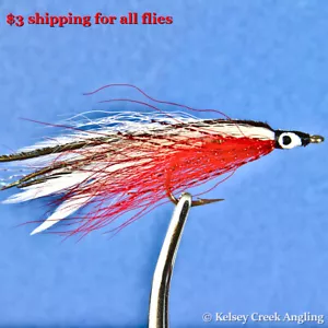 6-Pack Lefty's Deceiver Red White Saltwater Fly, trout steelhead salmon fly - Picture 1 of 1