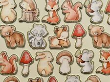 12x Woodland Animal Themed Cupcake Cake Toppers Birthday Baby Shower Glitter