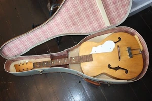 Guitarra Harmony Valencia vintage años 30 archtop natural agujero f y estuche repuesto reparación - Imagen 1 de 24