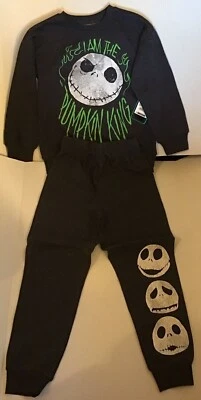 Boys 7 OR 8 Jack Skellington Halloween Sweats Set Sweatshirt Sweatpant Pnkn King - Image 1 of 4