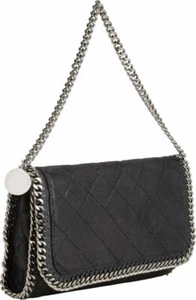 STELLA MCCARTNEY Women's Black Falabella Quilted Clutch Bag NEW - Picture 1 of 11