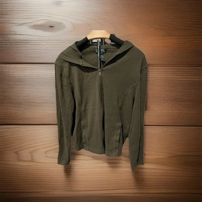 Женский кардиган с капюшоном Lauren Ralph Lauren большой оливковый 100% хлопок на молнии - Изображение 1 из 4