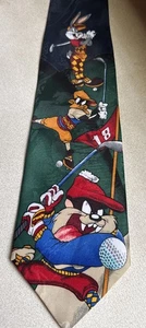 Vintage Looney Tunes Tie Men’s Golf Bugs Bunny Daffy Duck Tasmanian Devil 1996 - Picture 1 of 6