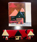 (2) Vintage House Pins by Lucinda brooch Cars Cat Moonlight VW Bug Halloween